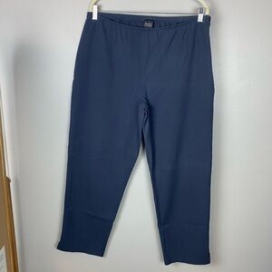 Eileen Fisher navy Elastic Waist Cotton Crop Pants Size Large lagenlook minimal